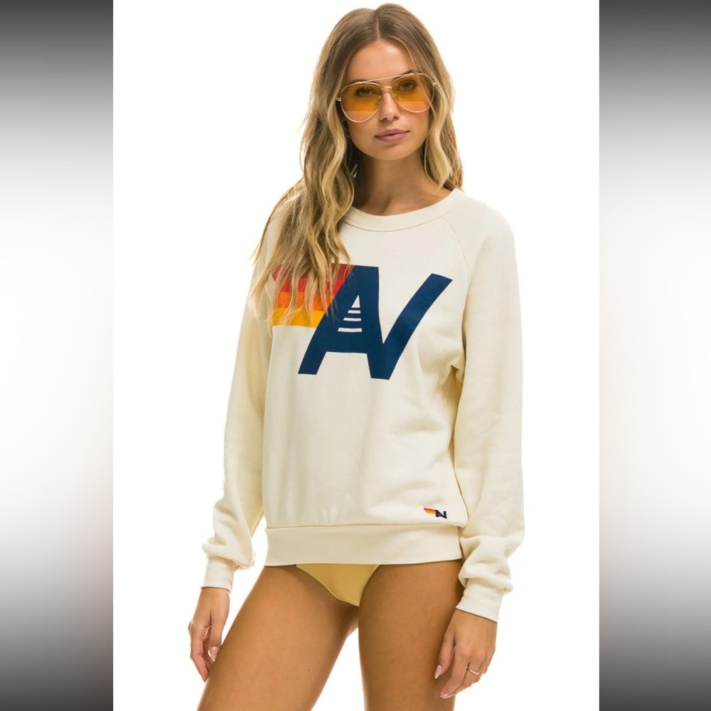 Aviator Nation Logo Sweatshirt In Vintage White